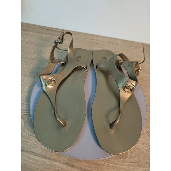 Michael Kors Thong Sandals Gold Slingback Jelly Women's SZ 11 M Summer Designer - Picture 3 of 8